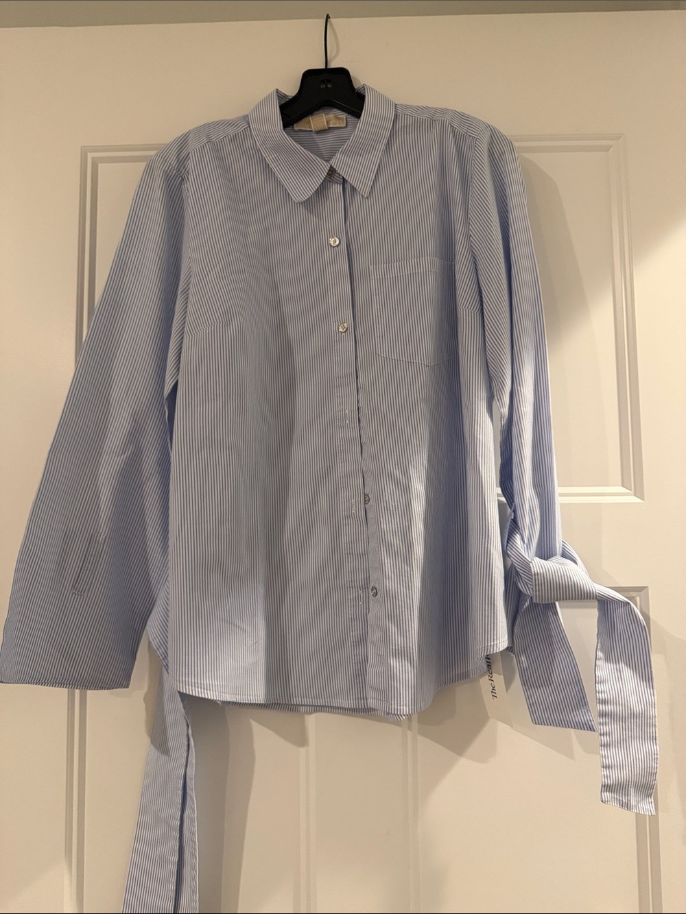 Striped Light Blue Stripe Button-down w/ Wrist ties - L